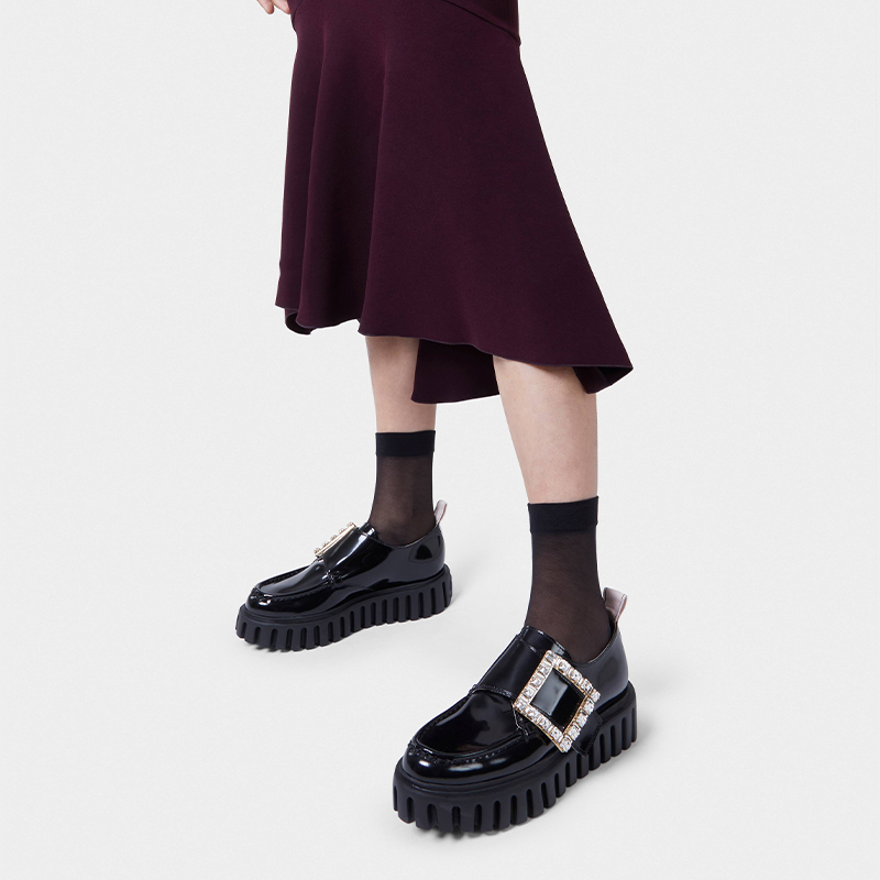 【24期免息】Roger Vivier/RV女鞋Viv Go Thick Strass漆皮乐福鞋 - 图3