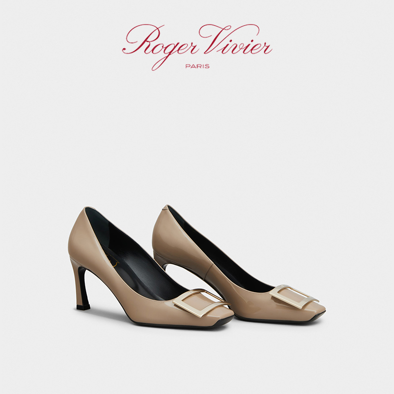 【24期免息】Roger Vivier/RV女鞋Trompette方扣漆皮高跟鞋 - 图0