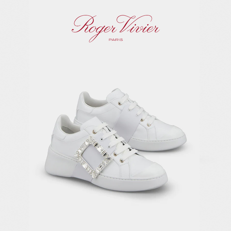 【24期免息】Roger Vivier/RV女鞋Viv Skate侧边钻扣休闲鞋小白鞋 - 图0