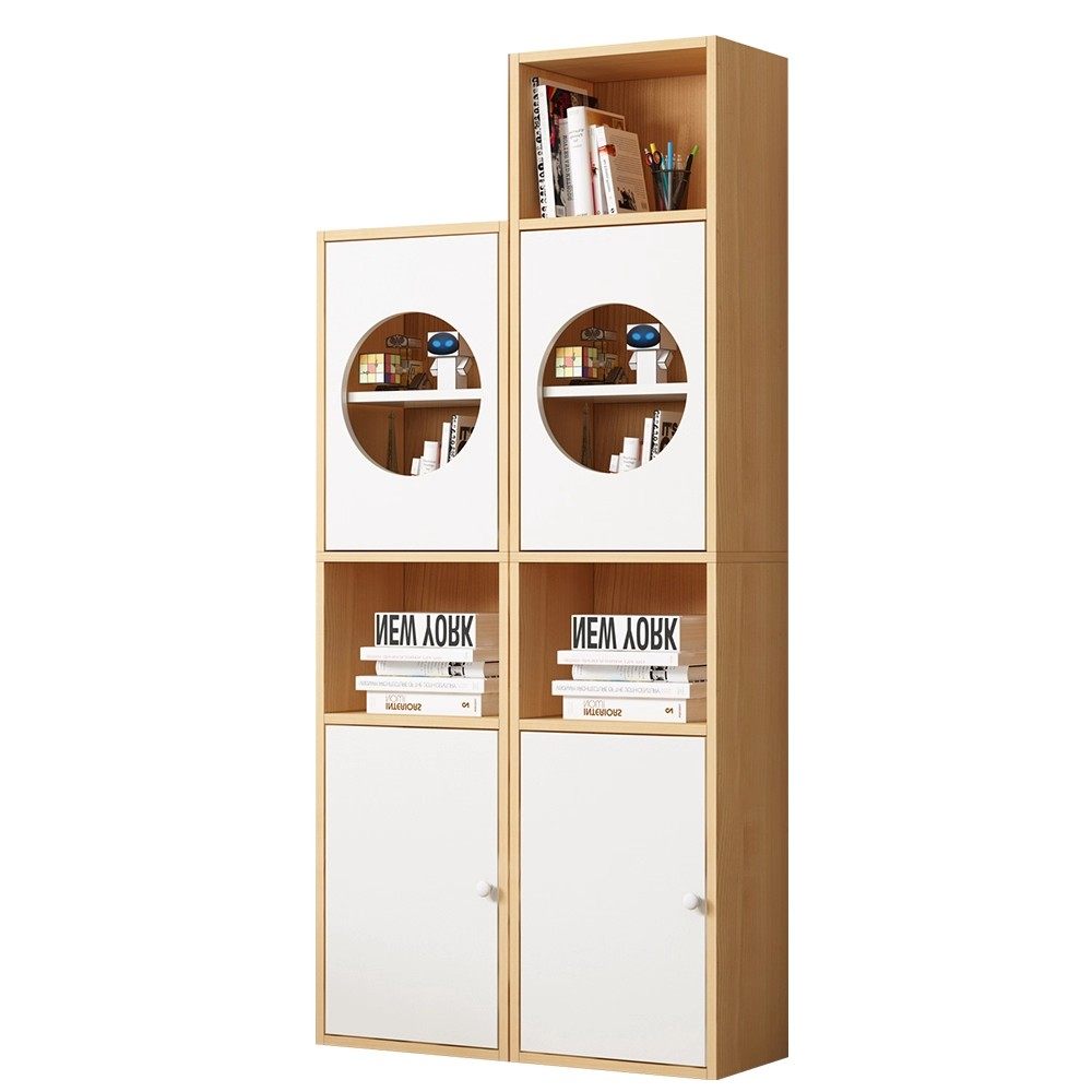 书架置物架落地家用一体靠墙收纳柜子储物柜儿童学生多层带门书柜,淘宝优惠券,粉丝福利购,淘宝优惠卷