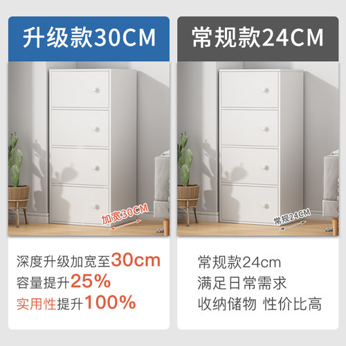 五斗柜收纳柜卧室窄立柜家用简易抽屉柜客厅置物柜靠墙柜子储物柜 - 图0