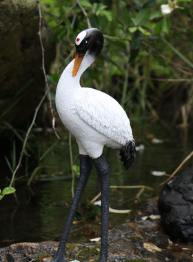 树脂小仙鹤摆件可爱花盆微景观