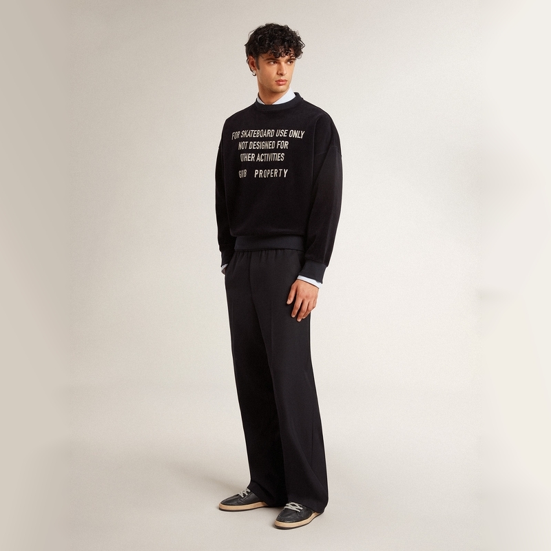 Golden Goose男Journey字母黑色圆领运动卫衣GGDB - 图1