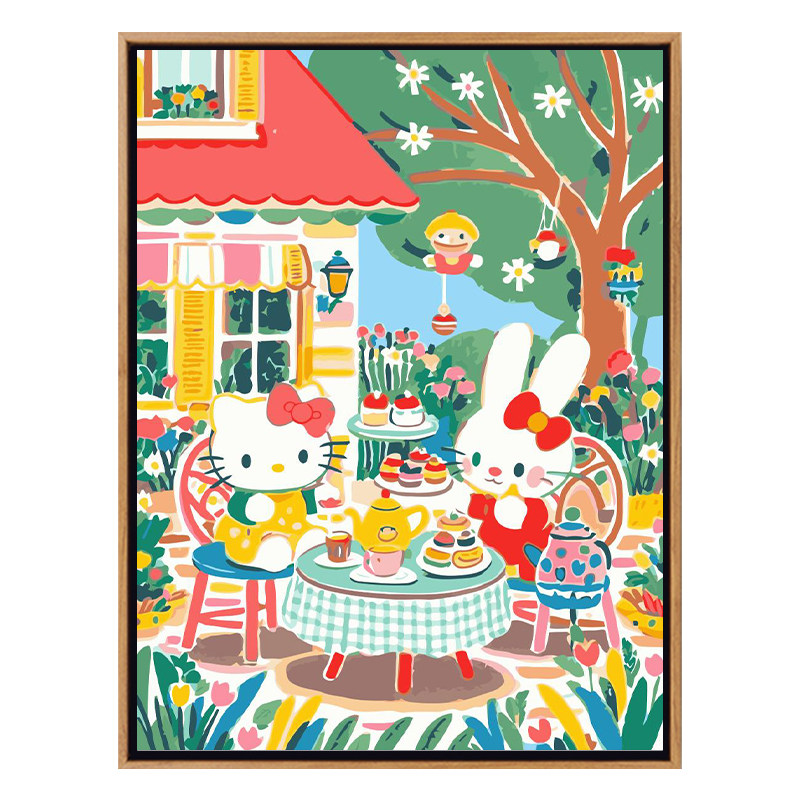 hellokitty凯蒂猫休闲下午茶系列数字油画diy送朋友礼物装饰挂画,淘宝优惠券,粉丝福利购,淘宝优惠卷