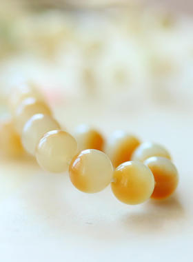 和田玉玉手串高品质玉石黄玉凝脂珠串手串玉8mm2天鉴赏期带证书