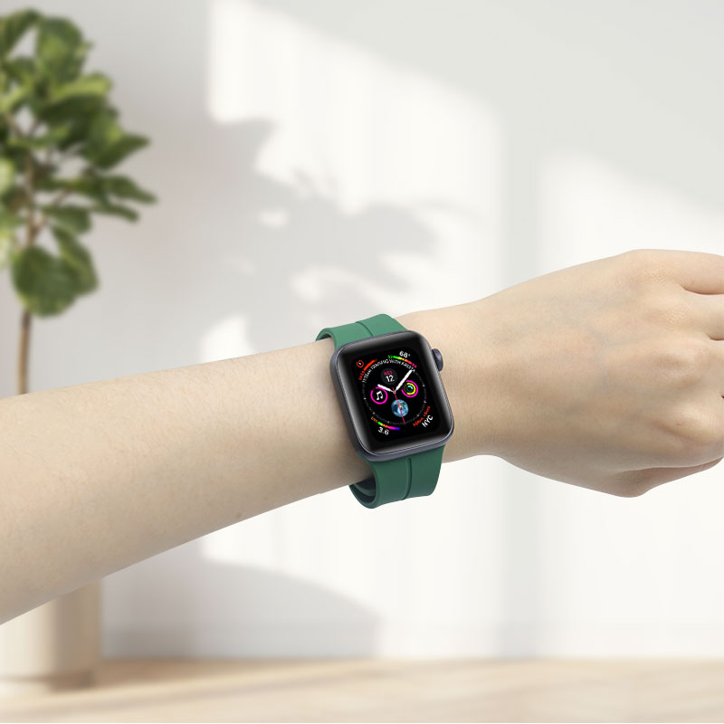 AppleWatchS9代8手表带41mm磁吸折叠金属扣可调节大小适用于苹果表带7/6/5/4/3/2代44mm硅胶手表带运动表腕带 - 图0