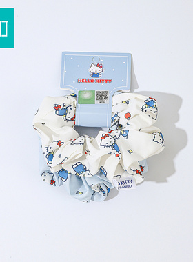 畹町HelloKitty大肠发圈浅蓝奶白卡通凯蒂猫布艺少女学生扎发头绳