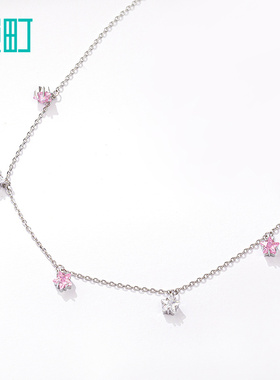 畹町春夏少女度假风星星项链闪耀锆石流苏锁骨链首饰送女友礼物