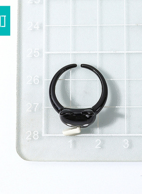 畹町黑色小猫开口戒指