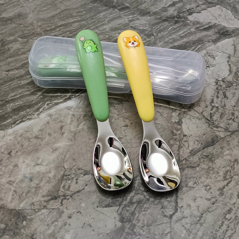 元宝勺子婴儿316宝宝吃饭专用训练学食不锈钢幼儿童勺子家用可爱