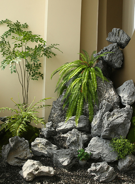 泡沫假石头墙面苔藓绿植假山造景园林仿真景观石舞台道具橱窗摆件