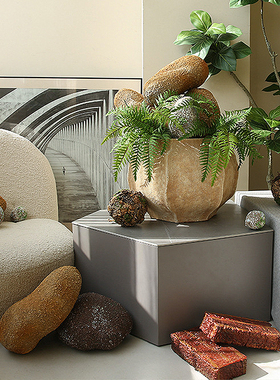 仿真泡沫假石头装饰橱窗绿植造景道具室内景观商场楼梯间小摆件