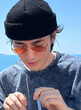朱一龙同款金属椭圆小框墨镜男潮
