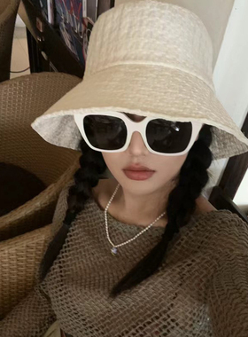 白色墨镜女潮韩高级感网红ins风