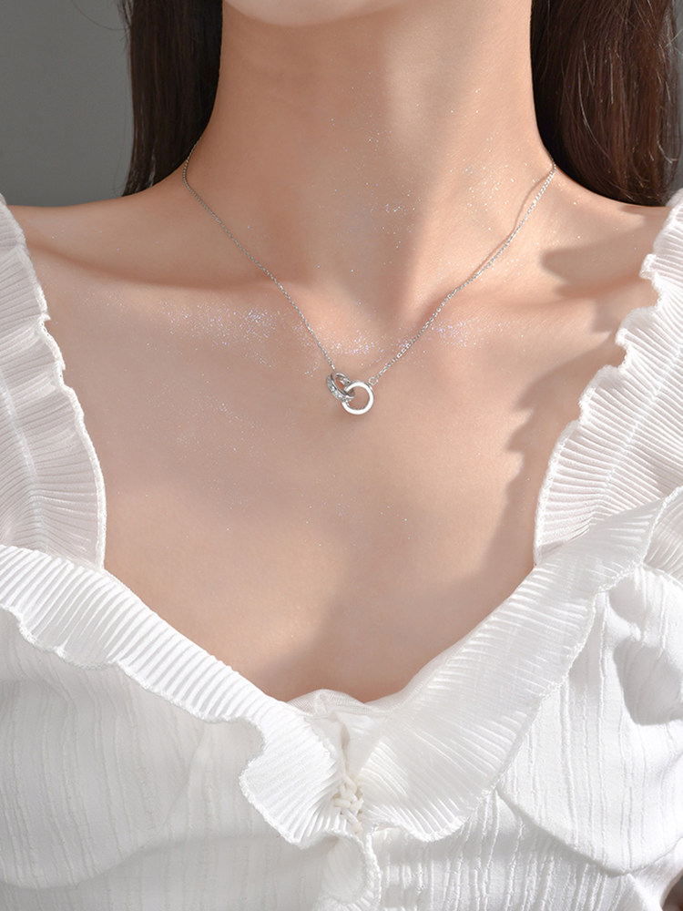 DEER双环S925纯银项链女2025新款送闺蜜女朋友轻奢小众新年礼物,淘宝优惠券,粉丝福利购,淘宝优惠卷