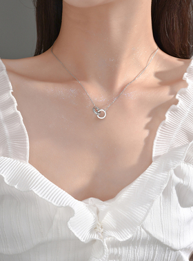 DEER双环S925纯银项链女2025新款送闺蜜女朋友轻奢小众新年礼物