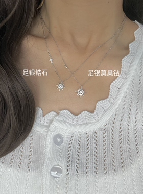 意大利DEER星辰999足银莫桑石钻纯银项链女送闺蜜朋友情人节礼物