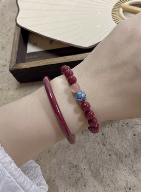 天然朱砂手串女款紫金砂手链静音莲花饰品上岸招财串珠佛珠手饰