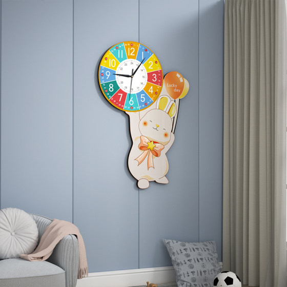 Creative Trendy Rabbit Silent Wall Clock No Punch-Hole Clock