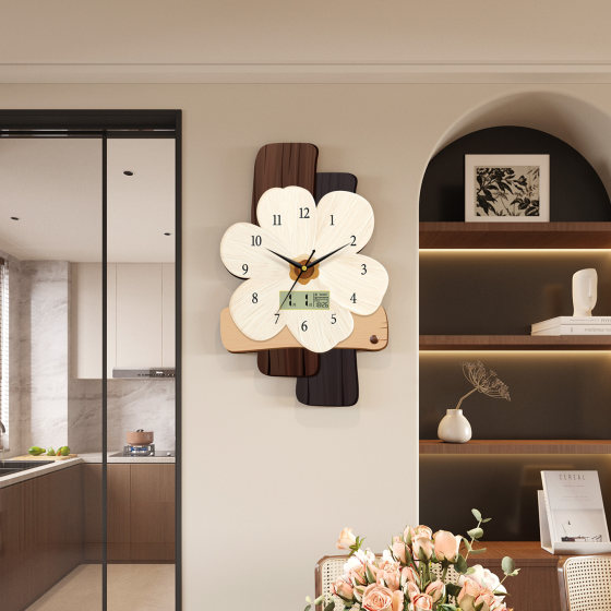 Artistic cream style wall clock without punching hole clock wall clock