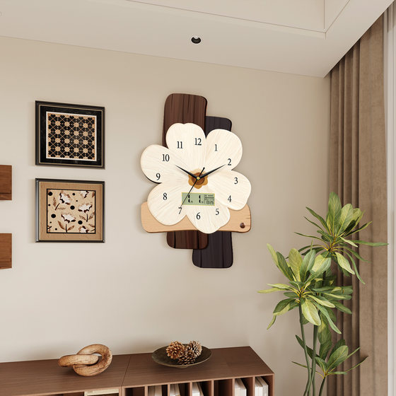 Artistic cream style wall clock without punching hole clock wall clock