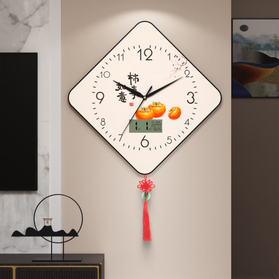New Chinese style punch-free decorative wall clock with Chinese knot