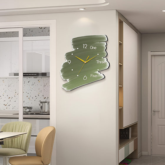 Decorative Painting Creative Lighted Wall Clock Silent No Punching