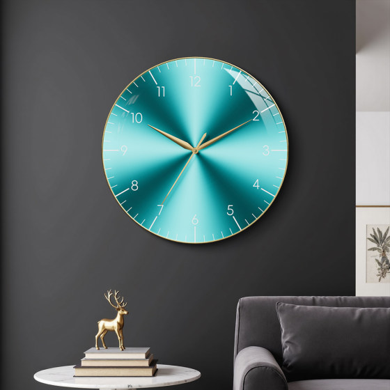 Decorative painting wall clock arched glass radio wave automatic time setting