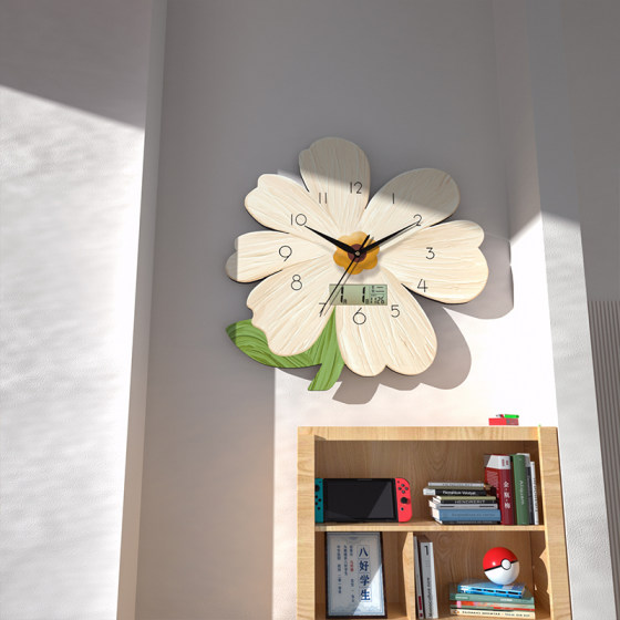 Tempered crystal film wooden silent decorative picture wall clock