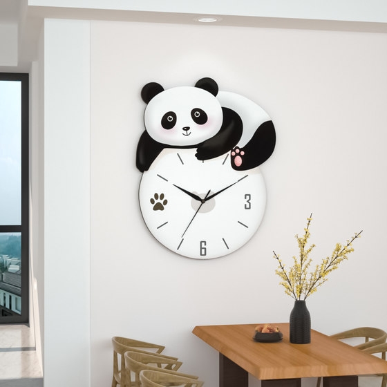 Panda Perpetual Calendar Decorative Silent Wall Clock No Punching