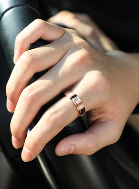 莫桑石情侣戒指女玫瑰金