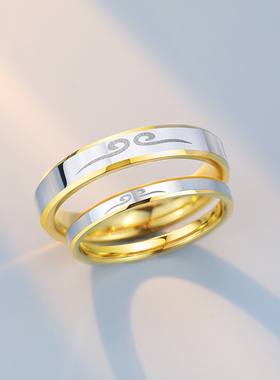 赤月情侣戒指钨金女彩金小众设计