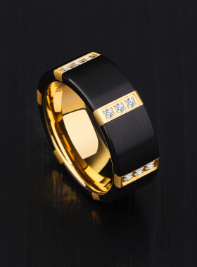 钻戒指男轻奢欧美金色尾戒女食指