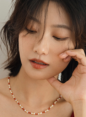 Savi x Missoma绮运联名系列绮运珠红白拼色项链轻奢高级感锁骨链