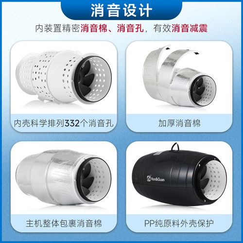 鸿冠管道风机HDD-P强力排气扇超静音卫生间换气扇抽风机大吸力 - 图0