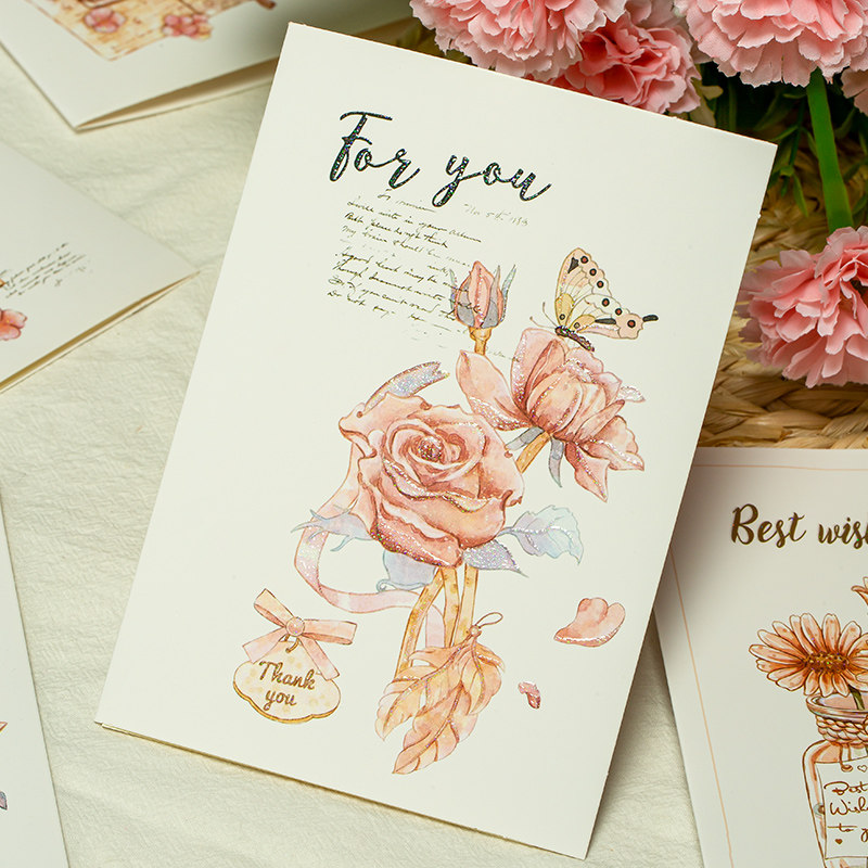 Alley sends teachers Teacher's Day greeting cards, envelope sets, flower cards, birthday wishes postcards, high-end graduation messages, folding cards, 520 Chinese Valentine's Day gifts for male and female friends