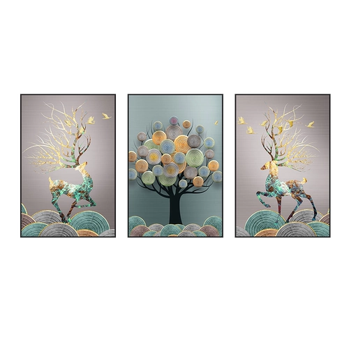 Гостиная 5D Diamond Painting Elk Тройная живопись на северных растениях полна бриллиантового кросс -стежка Light Luxury 2024 New Masonry Show