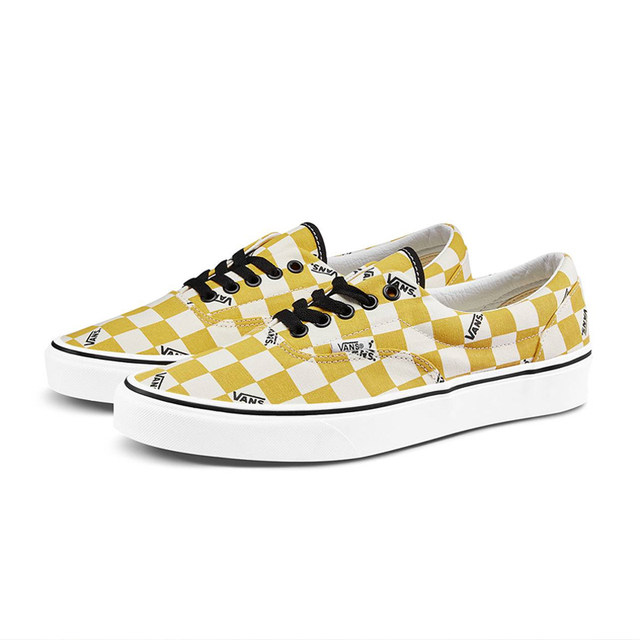vans yellow black checkerboard