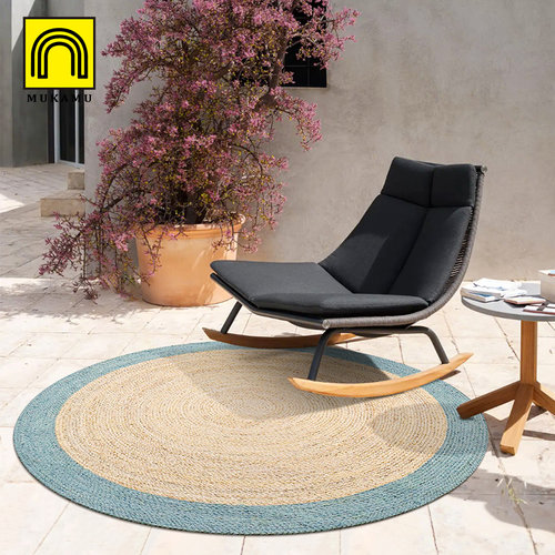 手工编织天然黄麻纯麻地毯侘寂现代简约阳台茶几沙发客厅地垫定制 - 图0