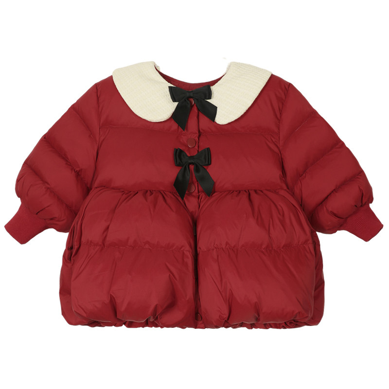陈大猪小O宝 宝宝羽绒服女小香风2023冬新款婴儿洋气翻领新年外套,淘宝优惠券,粉丝福利购,淘宝优惠卷
