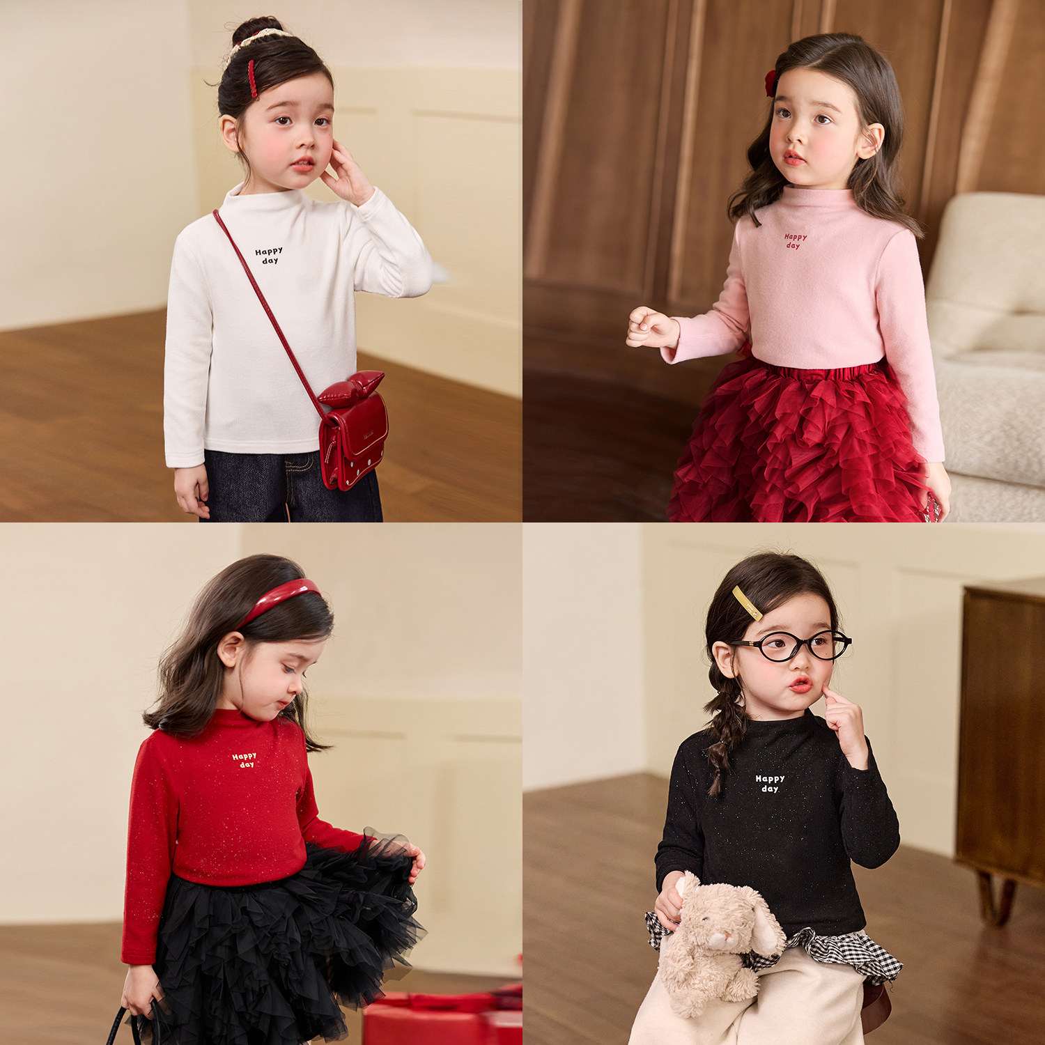 小O宝童装 宝宝柔软打底衫女半高领2025冬季新款女童加绒长袖t恤,淘宝优惠券,粉丝福利购,淘宝优惠卷