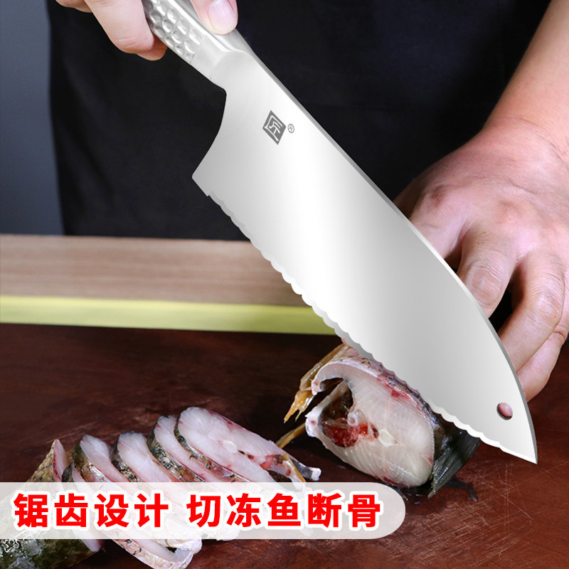 匠牌不锈钢冻肉刀锯齿刀生肉刀解冻刀具厨房家用商用切菜刀切冻鱼