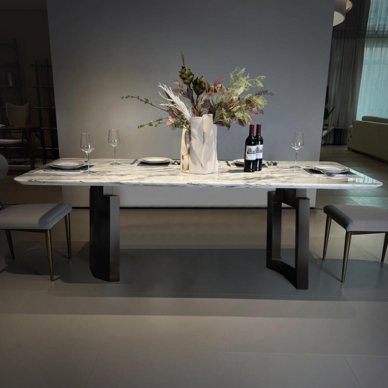 天然鱼肚白奢石餐桌长方形家用轻奢现代简约大小户型餐桌椅组合,淘宝优惠券,粉丝福利购,淘宝优惠卷