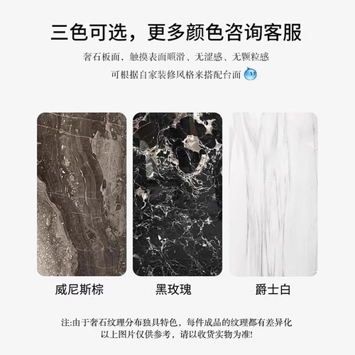 铂金钻奢石餐桌意式轻奢高级感餐台小户型天然大理石长方形餐桌 - 图1