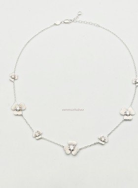 法式三叶花拉丝多花项链