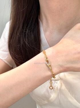 925纯银精致重工满钻不规则圈圈相扣手链百搭时尚高级感轻奢设计