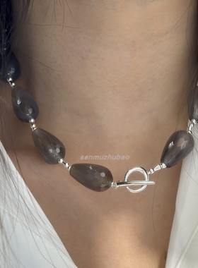 天然灰玛瑙简约气质度假风项链