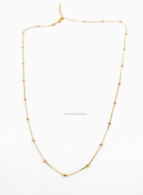 镭射隔珠链百搭吊坠简约中长项链