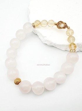 天然黄水晶粉水晶葫芦福禄手串