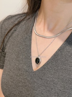 秦岚同款扁蛇骨链锁骨链男女高级小众轻奢纯银镀金百搭素链颈链